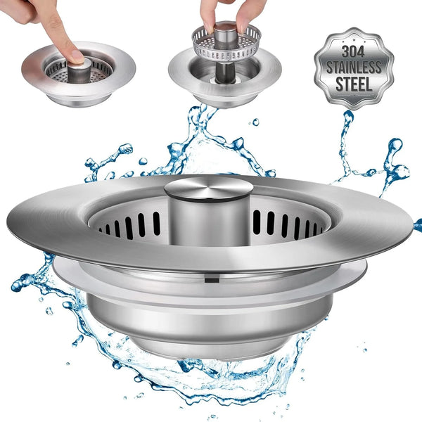 3-In-1 Stainless Steel Sink Strainer