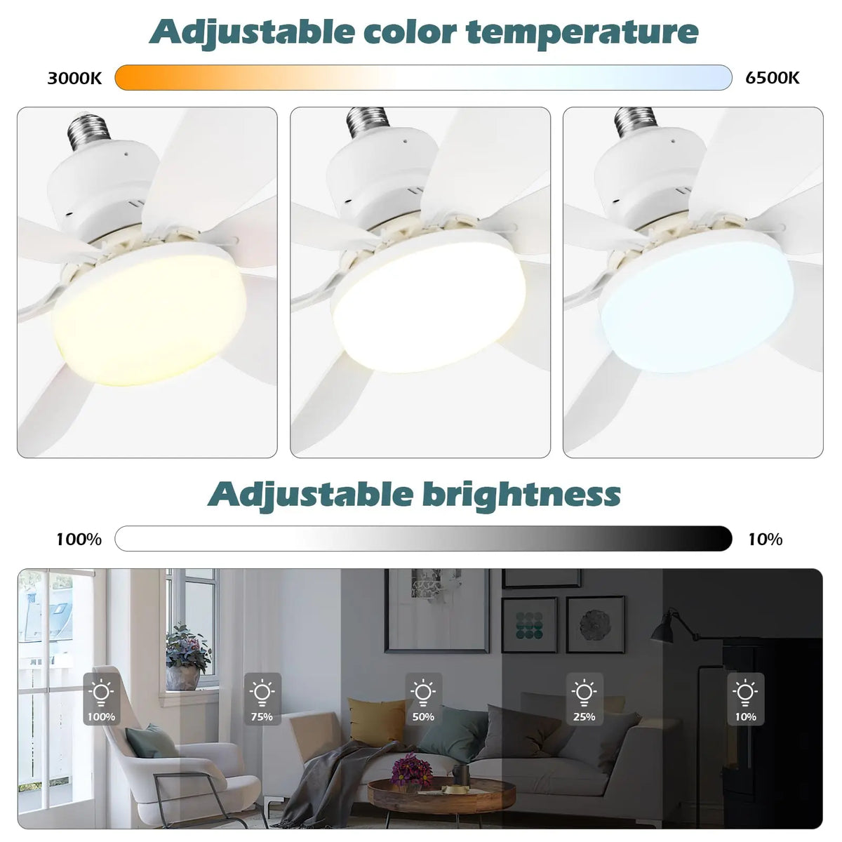 Socket Cooling Fan Smart LED Light