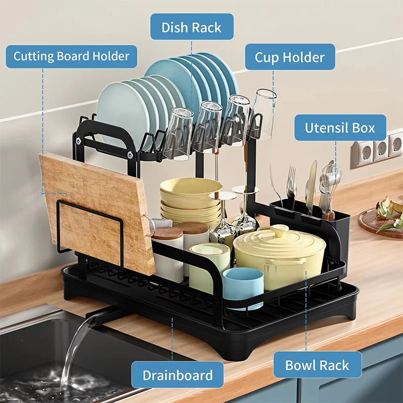 Double Layer Dish Drainer Rack