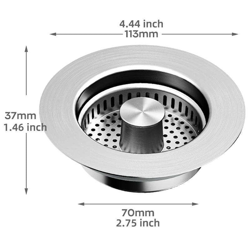 3-In-1 Stainless Steel Sink Strainer