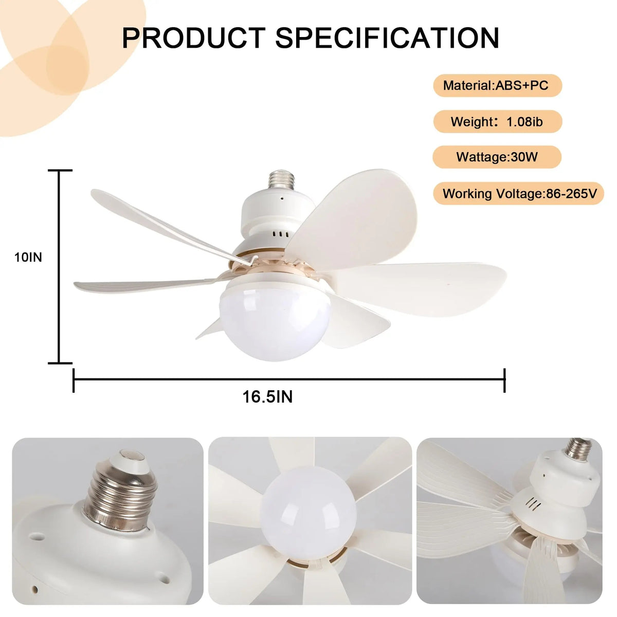 Socket Cooling Fan Smart LED Light